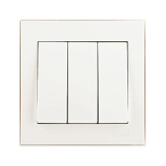 Вимикач Lezard RAIN триклавішний, жемчужно-білий перламутр, 703-3088-109