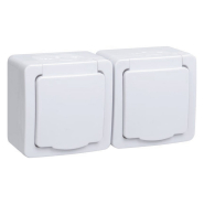 Розетка IЕК ГЕРМЕС PLUS 2-местная с/з открытой установки, IP54, белая, ERMP22-K01-16-54-EC