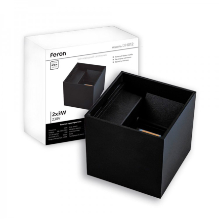 Светильник настенный FERON, DH012, COB, 2х3W, 4000K, IP54, черный - 1