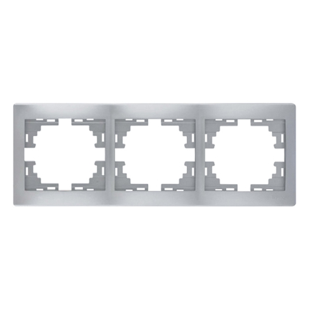 Рамка Lezard MIRA трехместная, горизонтальная, металл серый, без вставки, 701-1000-148 - 1