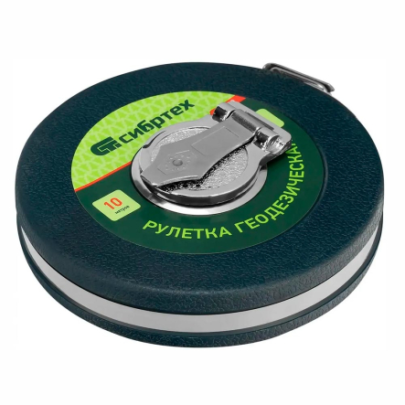 Рулетка геодезическая 10 м x 13 мм закрытый корпус фибергласовая лента СИБРТЕХ 31260