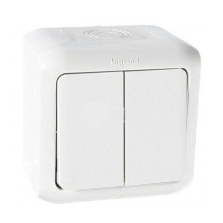 Вимикач вологозахищений 2-клавішний, Legrand Quteo, 782362, білий - 1