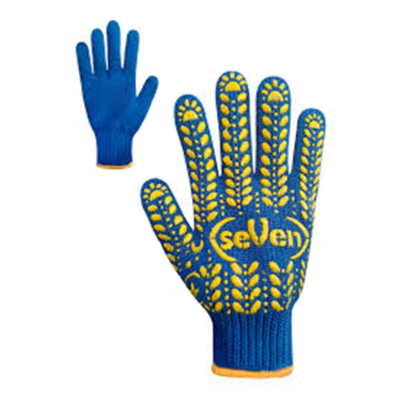 Рукавички трикотажні сині з ПВХ крапкою 71061 - 1