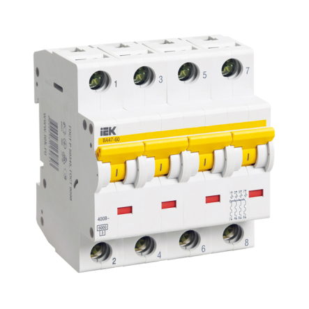 Автоматичний вимикач IEK ВА47-60, 4p, 10A С, MVA41-4-010-C - 1