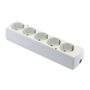 Колодка під подовжувач JONEX GN-570 S Bl, на 5 розеток із заземленням, біла