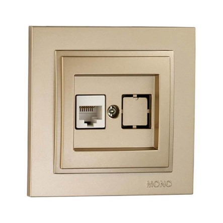 Розетка комп'ютерна (RJ45 CAT 6) Mono Electric, DESPINA, титан, 102-222205-125 - 1