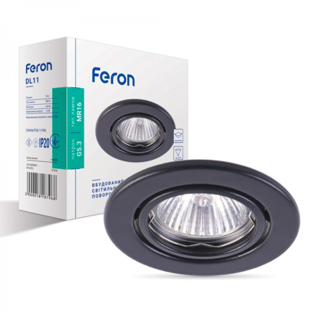 Світильник точковий Feron DL11, MR-16, G5.3, поворотний, чорний, 7258 - 1