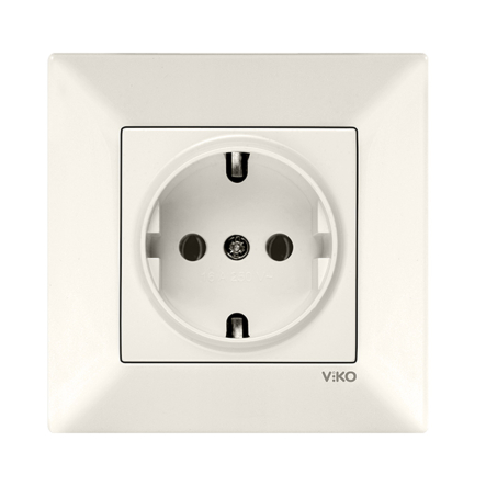 Розетка одинарная с заземлением VIKO Meridian, 90970208-WH, крем - 1