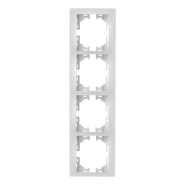 Рамка Lezard MIRA четырехместная, вертикальная, без вставки, белая, 701-0200-154