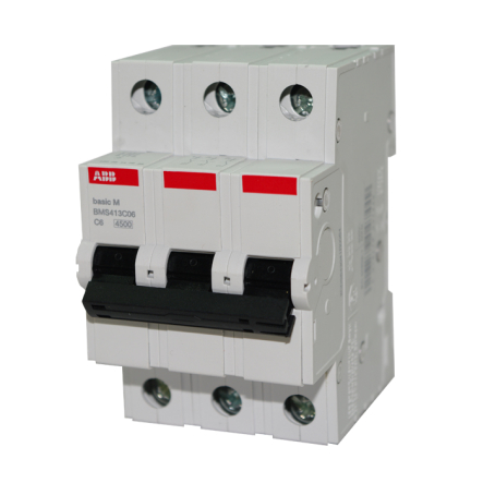 Автоматичний вимикач ABB BMS413-C6, 3P, 6А, 4.5kA, 2CDS643041R0064 - 1