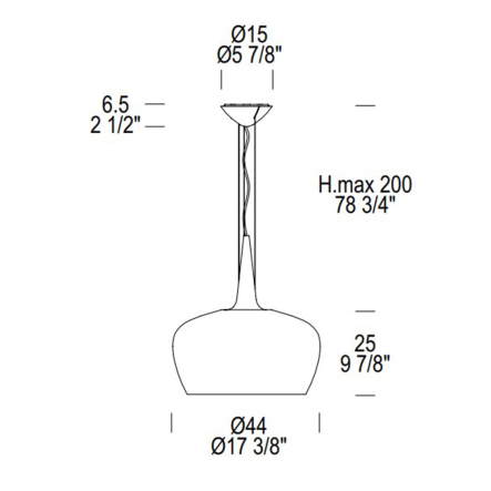 Подвес Leucos Idea Witch 1х205W, E27, D44, черный прозрачный, 0703305565602
