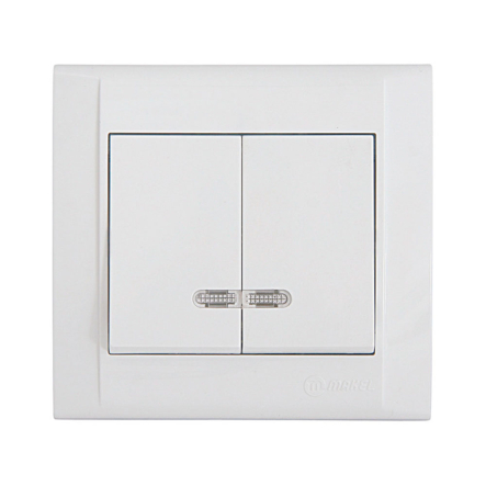 Вимикач двоклавішний з підсвічуванням Makel Defne, білий - 1