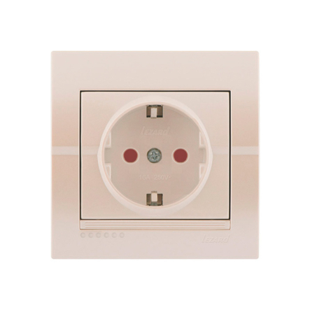 Розетка Lezard DERIY c заземлением, с защитой от детей, жемчужно-белый металлик, 702-3030-124В - 1