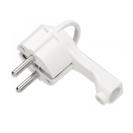 Вилка, 2P+PE, угловая, плоская, 16А белая (WT-16UP white) - 1