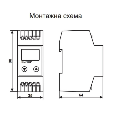 Реле напруги DigiTOP VP-16A, 16А, однофазне, цифрове - купити тут | ☎ (050) 456-56-13