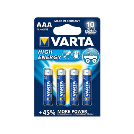 Батарейка VARTA HIGH Energу LR03, 1.5 В, AAA, Alkaline, LongLife, цена за упаковку, продаем поштучно, 4903121414 - 1
