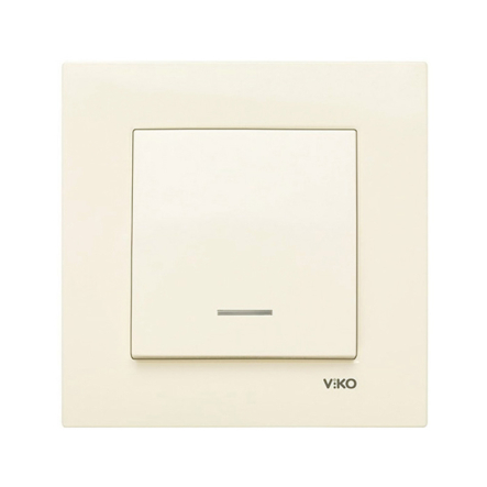 Вимикач 1 кл. з підсвідкою, VIKO KARRE, 90960119, крем, - 1