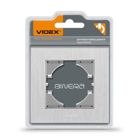 Рамка VIDEX BINERA, серебряный алюминий, 1 пост, горизонтальная, VF-BNFRA1H-SL - 1