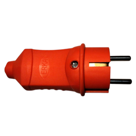Вилка ERKA 4001-3, 16А з/к прямая красная (каучук)