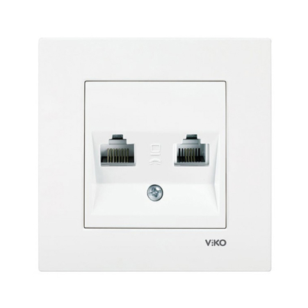 Розетка телефонная двойная RJ11 VIKO KARRE, 90960033, белый - 1