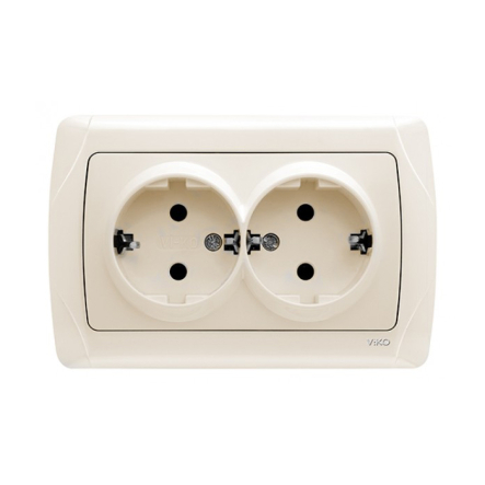 Розетка подвійна із заземленням VIKO CARMEN, 90562056, крем - 1