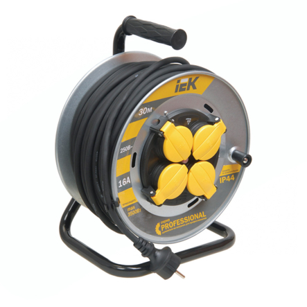 Катушка УК30 на мет с т/з 4 места 2Р+PЕ/30м КГ 3х2,5мм2 IP44 "Professional" IEK - 1