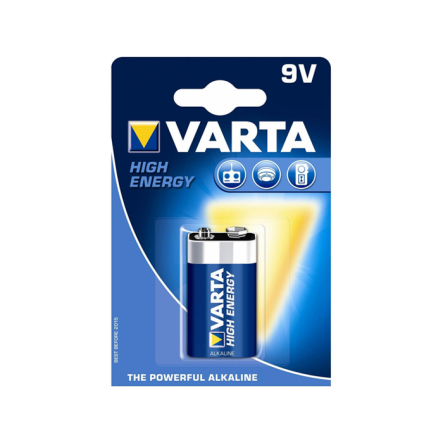 Батарейка VARTA 6LR61, 9 В, High Energy Powerful, alkaline, мощная крона, 4922121411 - 1