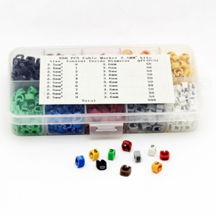 Набор кабельной маркировки Lemanso 2,5мм от 0 до 9 (500 шт) цветной, LMK2160 - 1