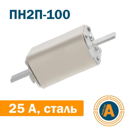 Запобіжник ПН2П-100 25А, сталеві ножі, Україна - 1