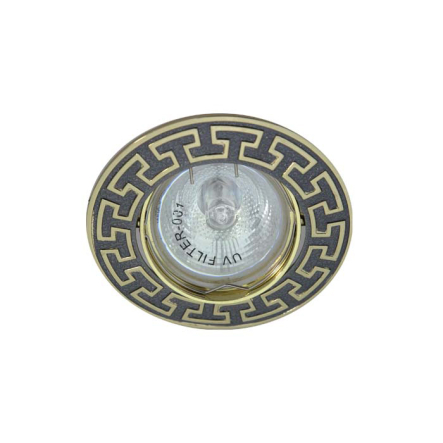 Светильник точечный Feron DL2008, MR16 GU5.3, круг, греческий орнамент, античное золото - 1