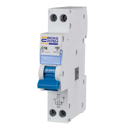 Устройство защитного отключения ДВ АСКО-УКРЕМ UTrust 1P+N (18 mm) 16А C 10мА AC, A0010210150