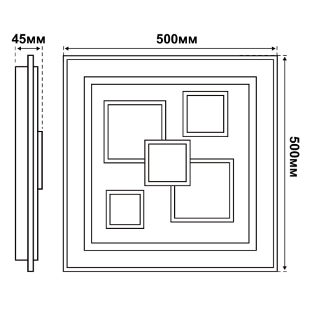 Светильник VIOLUX Smart OXFORD, 110W, 3000-4500-6000К, 8000Lm, 500 мм, квадрат, белый, 220425