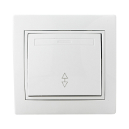 Выключатель одноклавишный белый, проходной, АСКО-УКРЕМ, ВВпсб10-1-0-FL-W