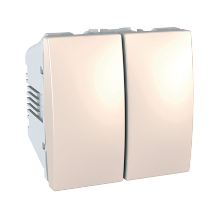 Переключатель двухклавишный, 2 модуля, слоновая кость, Schneider Electric Uniсa, MGU3.213.25 - 1