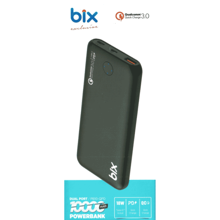 Повербанк (УМБ) BIX PB10-QPD, 10000 мАг, 18 Вт, 37 Вт*ч, MicroUSB + Type-C, USB A +Type-C, PD, чорний - 3