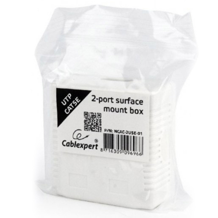 Розетка на 2 порта Cablexpert NCAC-2U5E-01, RJ-45, 5Е cat, внешння