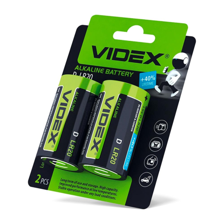 Батарейка щелочная VIDEX R20 BLISTER CARD, 23236 - 1
