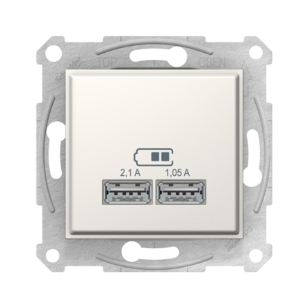 Розетка USB 2.1A Schneider Electric Sedna, слонова кістка, SDN2710223 - 1