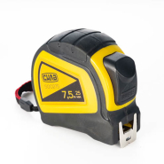 Рулетка обгумована з автостопом 7,5мх25мм подвійний зачіп, СИЛА 500275