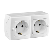 Розетка 2-а із заземленням накладна Mono Electric, OCTANS, IP 20, біла, 104-010107-120
