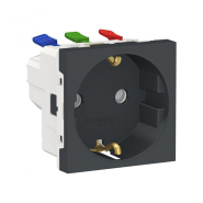 Розетка с заземлением, со шторками, 16А Schneider Electric UNIСA New, антрацит, NU305754