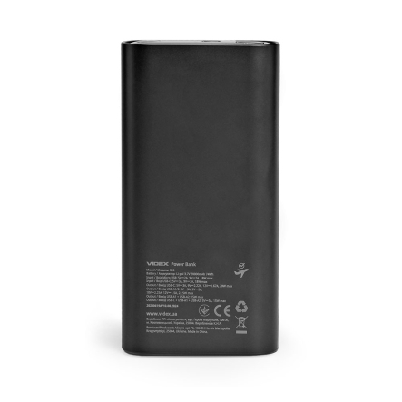 Повербанк (УМБ) Videx VPB-320, 20000 mAh, Black