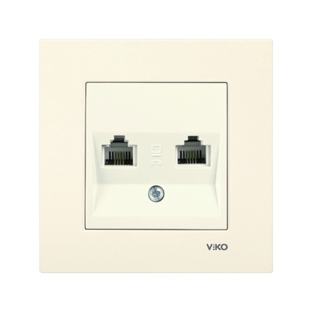 Розетка телефонная двойная RJ11 KARRE VIKO 90960133, крем - 1