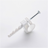 Обойма для труб та кабелю СКІМ С0800008, Ø&amp;nbsp;40&amp;nbsp;мм., упак. – 25 шт., з дюбелем,  біла, С0800008