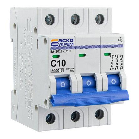 Автоматический выключатель АСКО-УКРЕМ ВА-2017 3р, 10А С, A0010170020