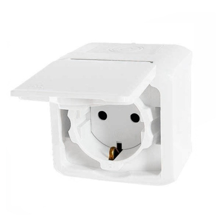 Розетка LEGRAND QUTEO 2К+З, зі шторками, IP44, біла, 782321 - 1