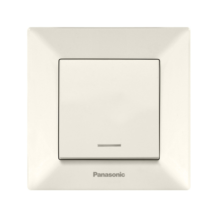 Вимикач одноклавішний з підсвічуванням Panasonic Arkedia Slim, крем, 00022BG - 1