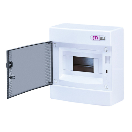 Щит зовнішній розподільний ETI ECT 8PT, 8 модулів, IP40, прозорі двері, 1101000 - 1