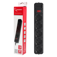 Мережевий фільтр Gembird подовжувач 5 гнізд 1.8м чорний, SPG5-G-6B