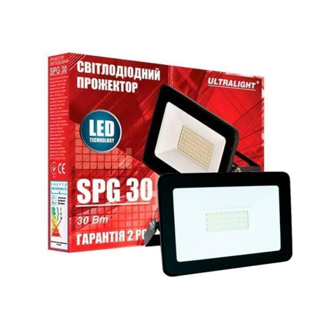 Прожектор LED ULTRALIGHT SPG Slim 30W 6400K IP65 чорный